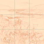 Sepia sketch with grid