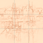 Sepia sketch with grid