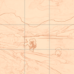 Sepia sketch with grid