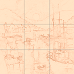 Sepia sketch with grid