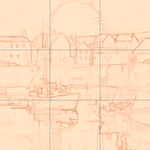 Sepia sketch with grid