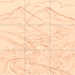 Sepia sketch with grid