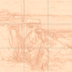 Sepia sketch with grid