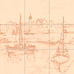 Sepia sketch with grid