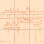 Sepia sketch with grid