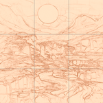 Sepia sketch with grid