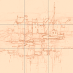 Sepia sketch with grid