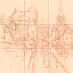 Sepia sketch with grid