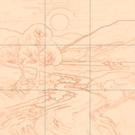 Sepia sketch with grid