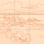 Sepia sketch with grid