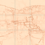 Sepia sketch with grid