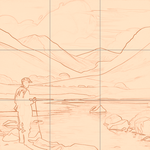 Sepia sketch with grid