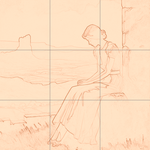 Sepia sketch with grid