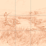Sepia sketch with grid