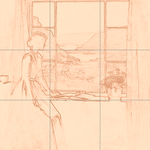 Sepia sketch with grid