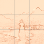 Sepia sketch with grid