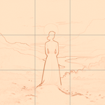 Sepia sketch with grid