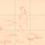 Sepia sketch with grid