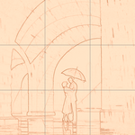 Sepia sketch with grid