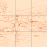 Sepia sketch with grid