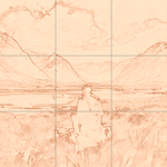 Sepia sketch with grid