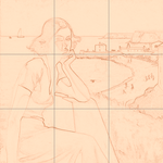 Sepia sketch with grid