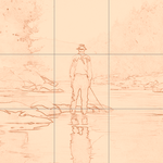 Sepia sketch with grid