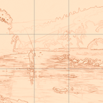 Sepia sketch with grid