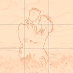 Sepia sketch with grid