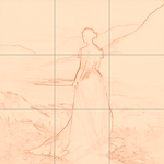 Sepia sketch with grid