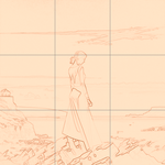 Sepia sketch with grid