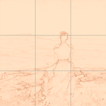 Sepia sketch with grid