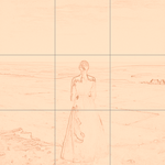 Sepia sketch with grid