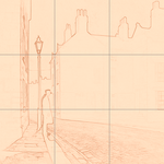 Sepia sketch with grid