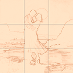 Sepia sketch with grid