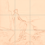 Sepia sketch with grid