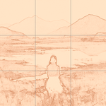 Sepia sketch with grid