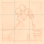 Sepia sketch with grid