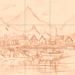 Sepia sketch with grid