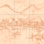 Sepia sketch with grid