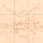 Sepia sketch with grid