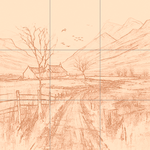 Sepia sketch with grid