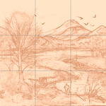 Sepia sketch with grid