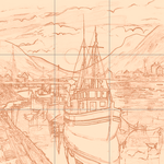 Sepia sketch with grid