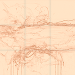 Sepia sketch with grid