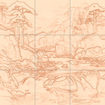 Sepia sketch with grid