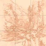 Sepia sketch with grid