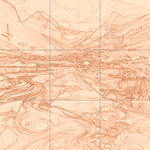 Sepia sketch with grid