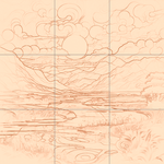 Sepia sketch with grid