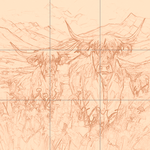 Sepia sketch with grid